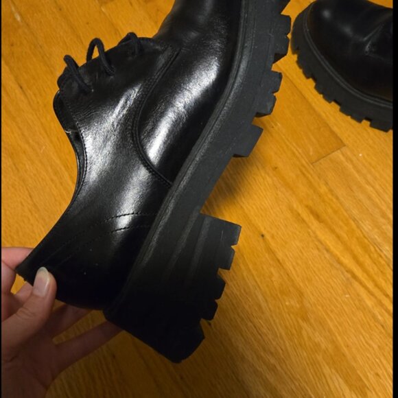 Bieber Black Leather Platform Loafers l'intervalle - Picture 6 of 9